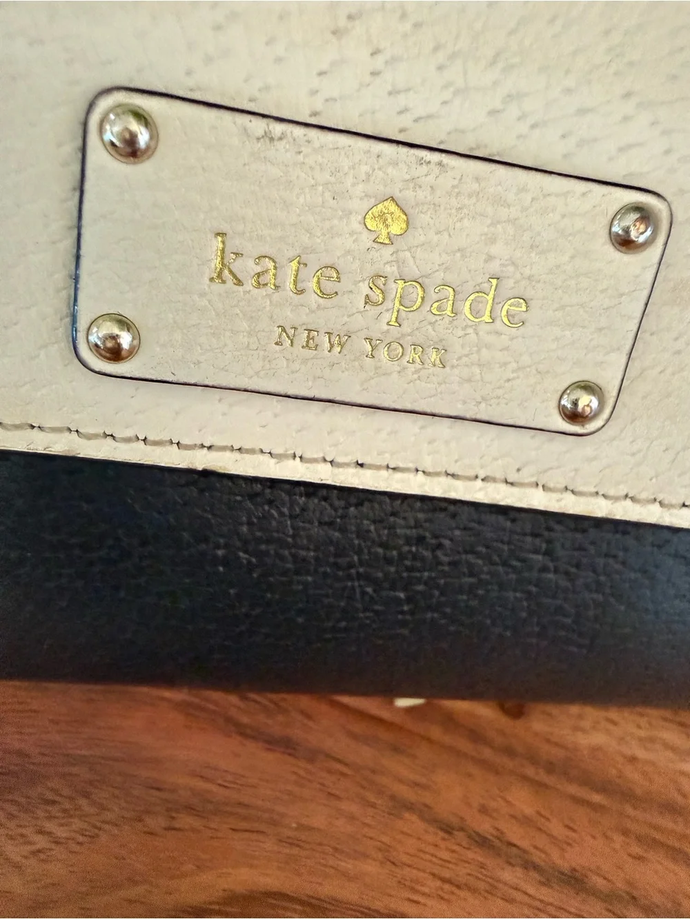 kate spade Two-Tone Cream and Black Leather Wallet Clutch